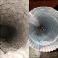 Before and after cleaning a dryer vent!
